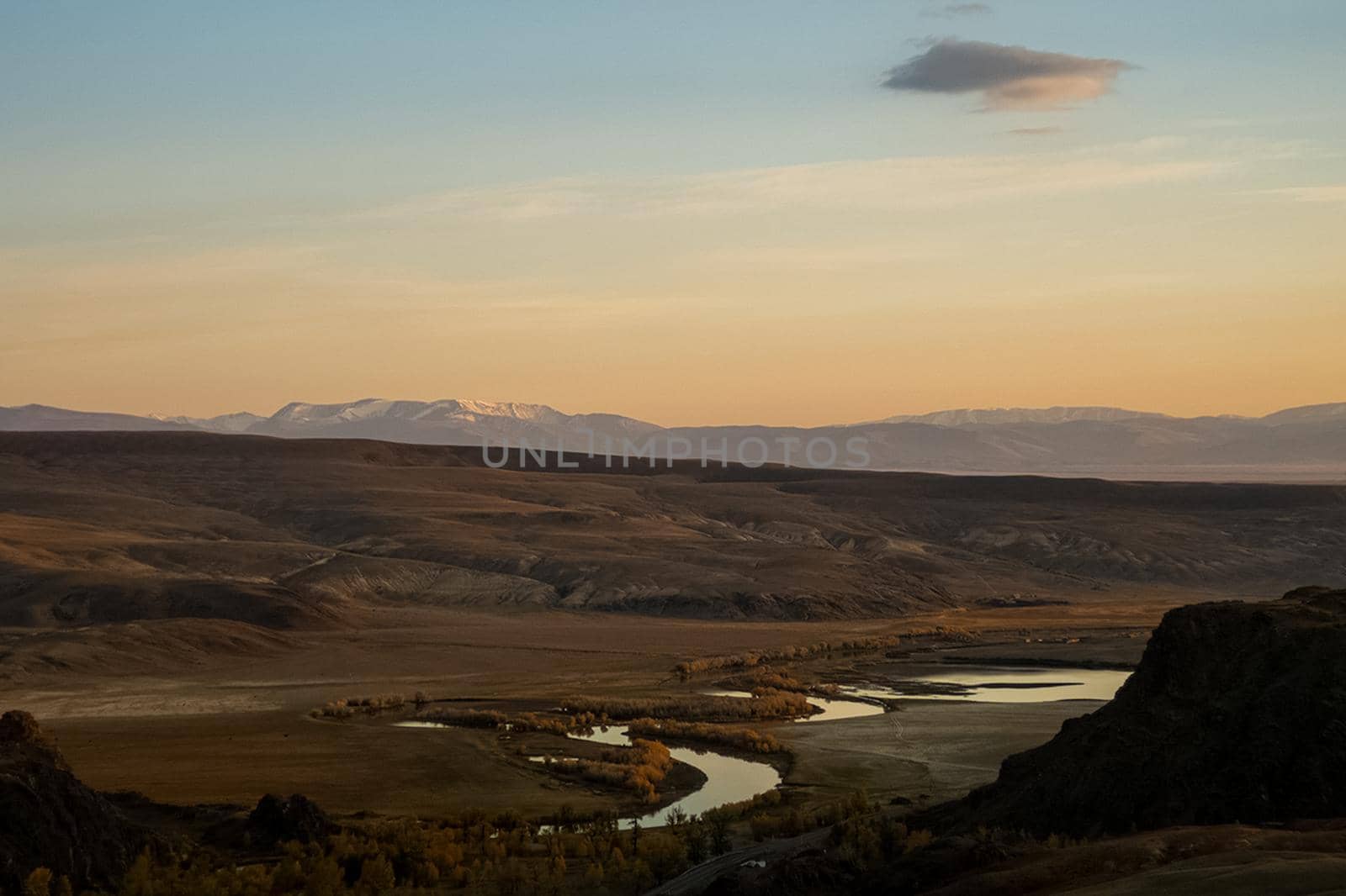 Sunset in the Altai Mountains. Nature's Altai Landscape of Nature