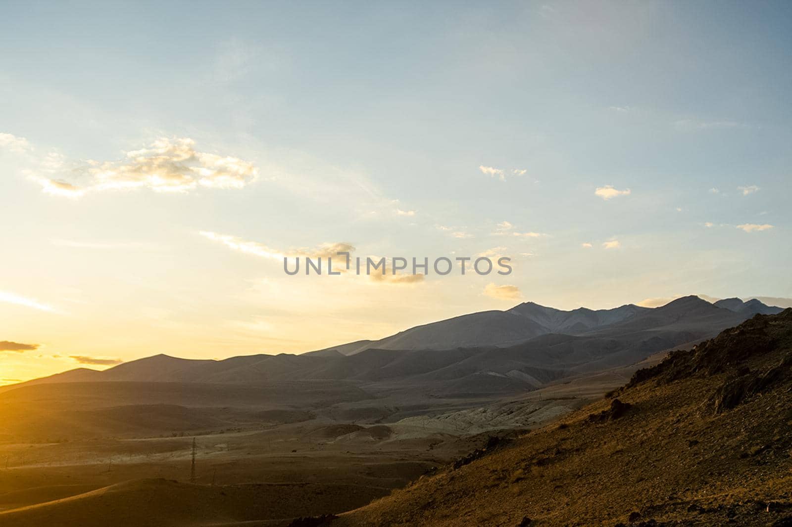 Sunset in the Altai Mountains. Nature's Altai Landscape of Nature