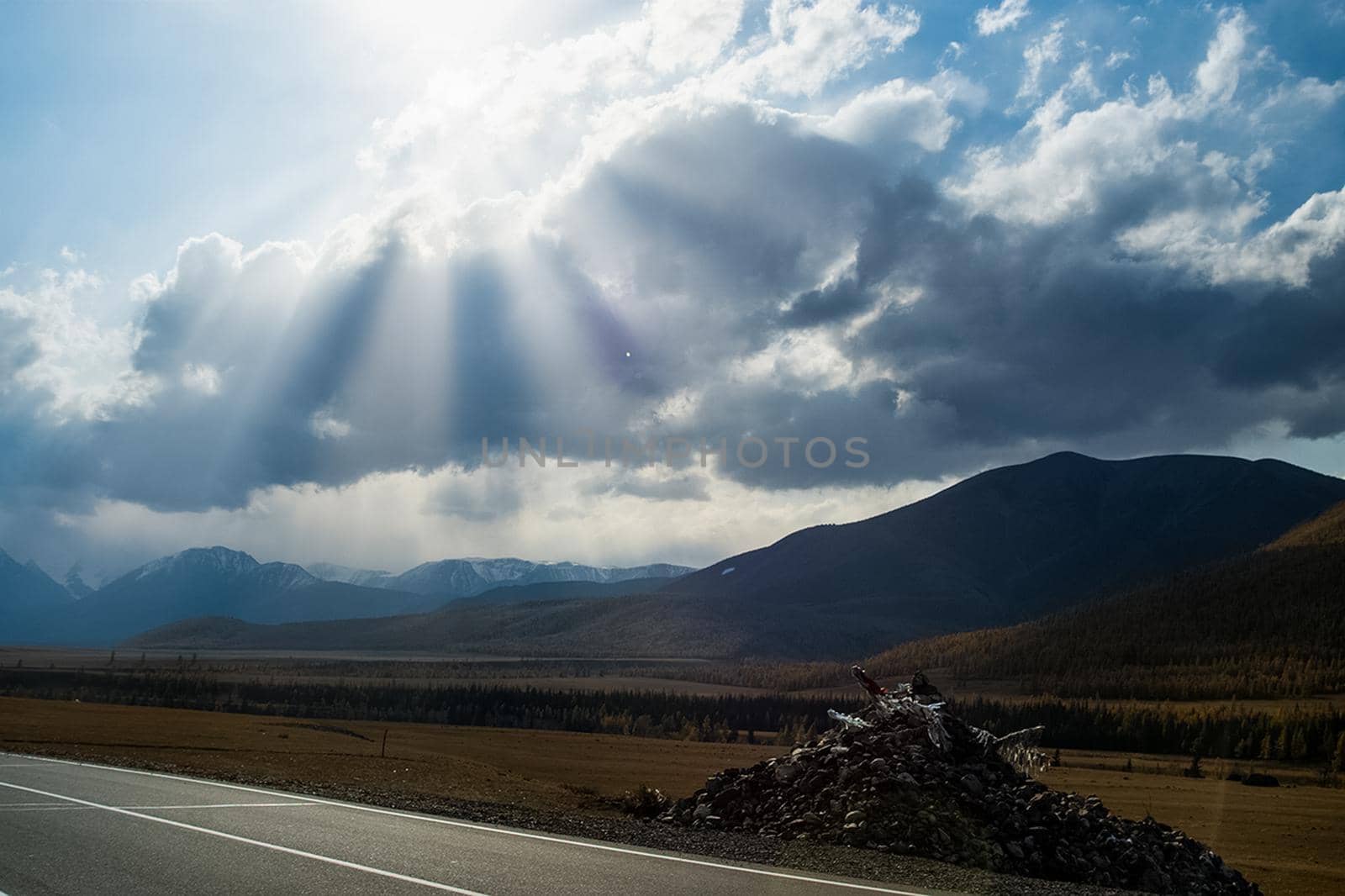 Sunset in the Altai Mountains. Nature's Altai Landscape of Nature