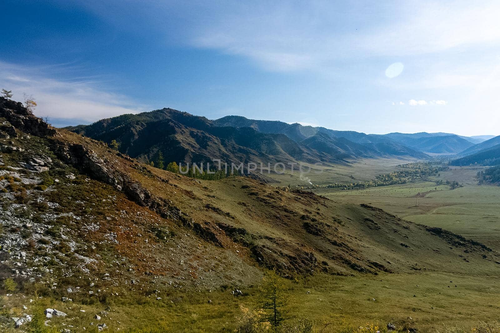 The altai mountains. The landscape of nature on the Altai mountains and in the gorges between the mountains.