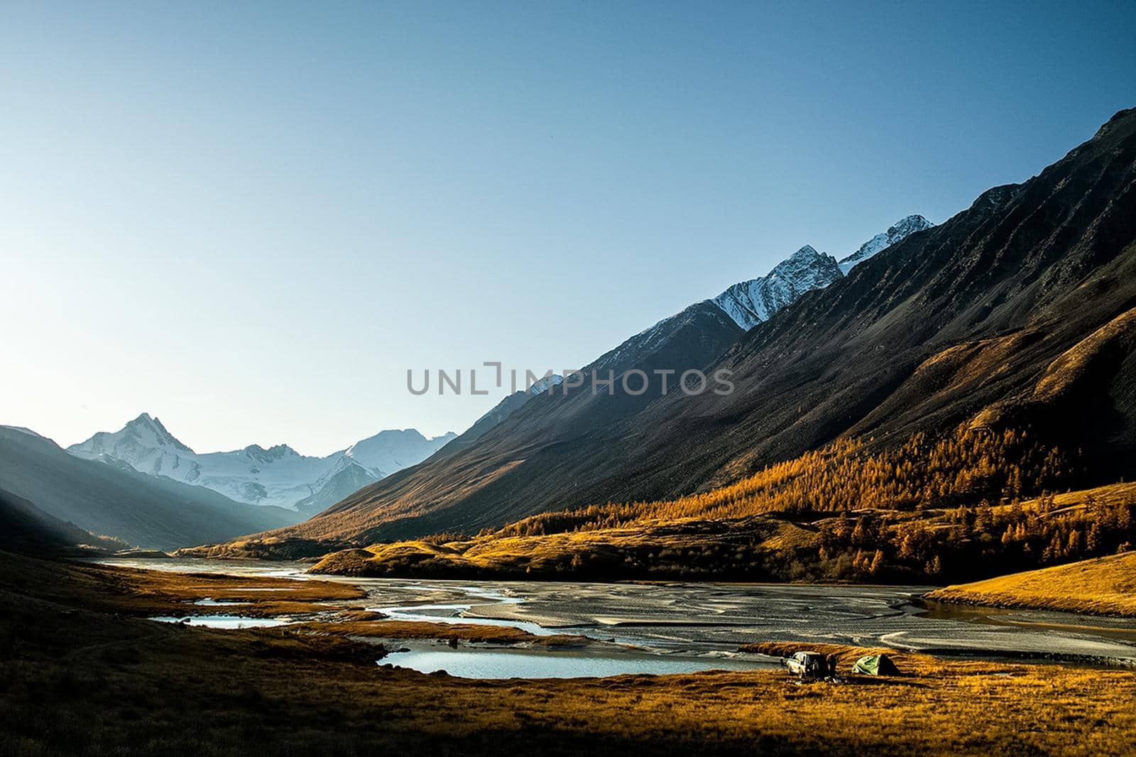 The altai mountains. The landscape of nature on the Altai mountains and in the gorges between the mountains.