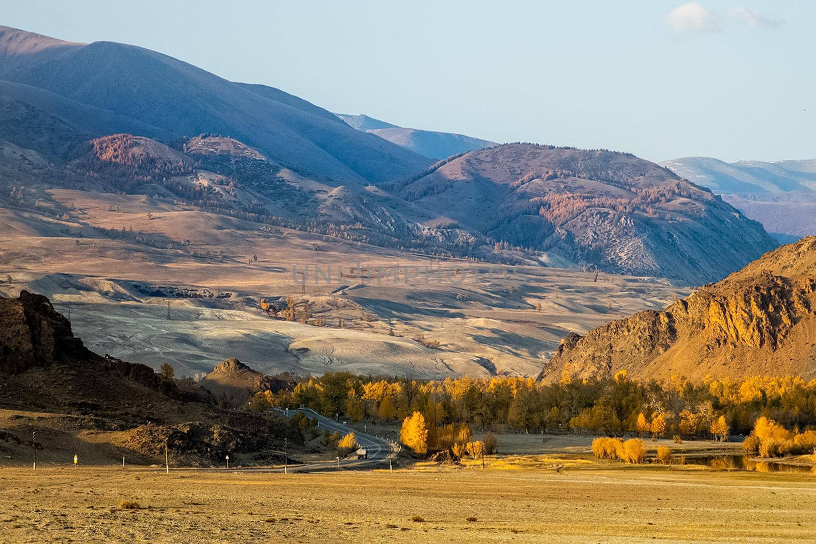 The altai mountains. The landscape of nature on the Altai mountains and in the gorges between the mountains.