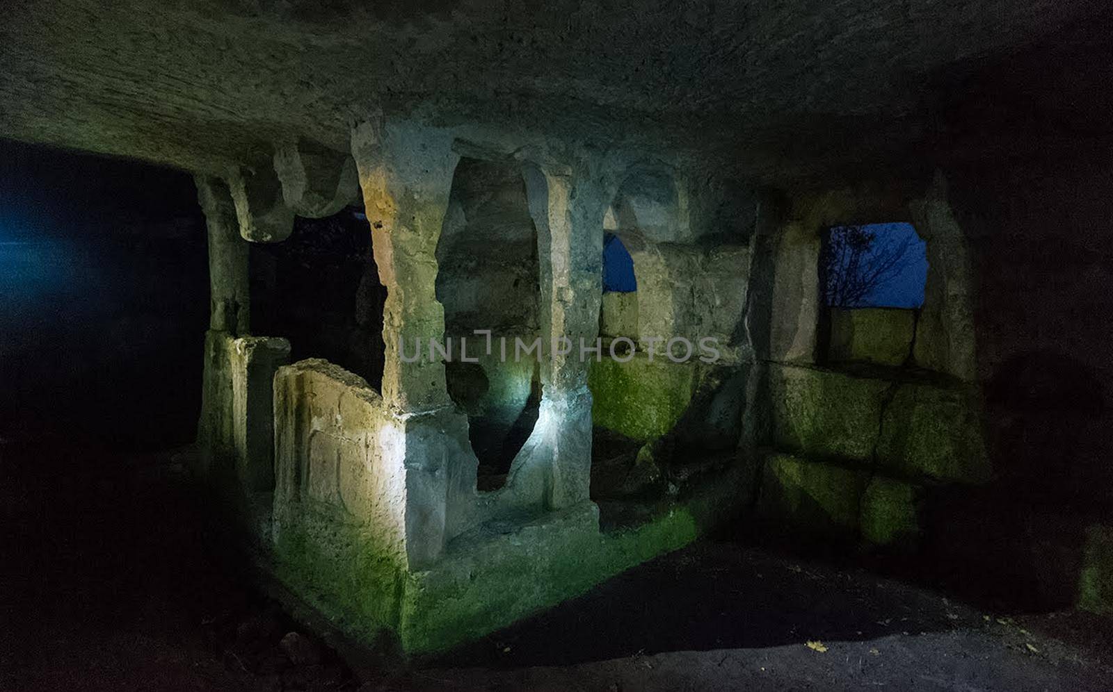 a Ancient caves in the Crimean mountains.