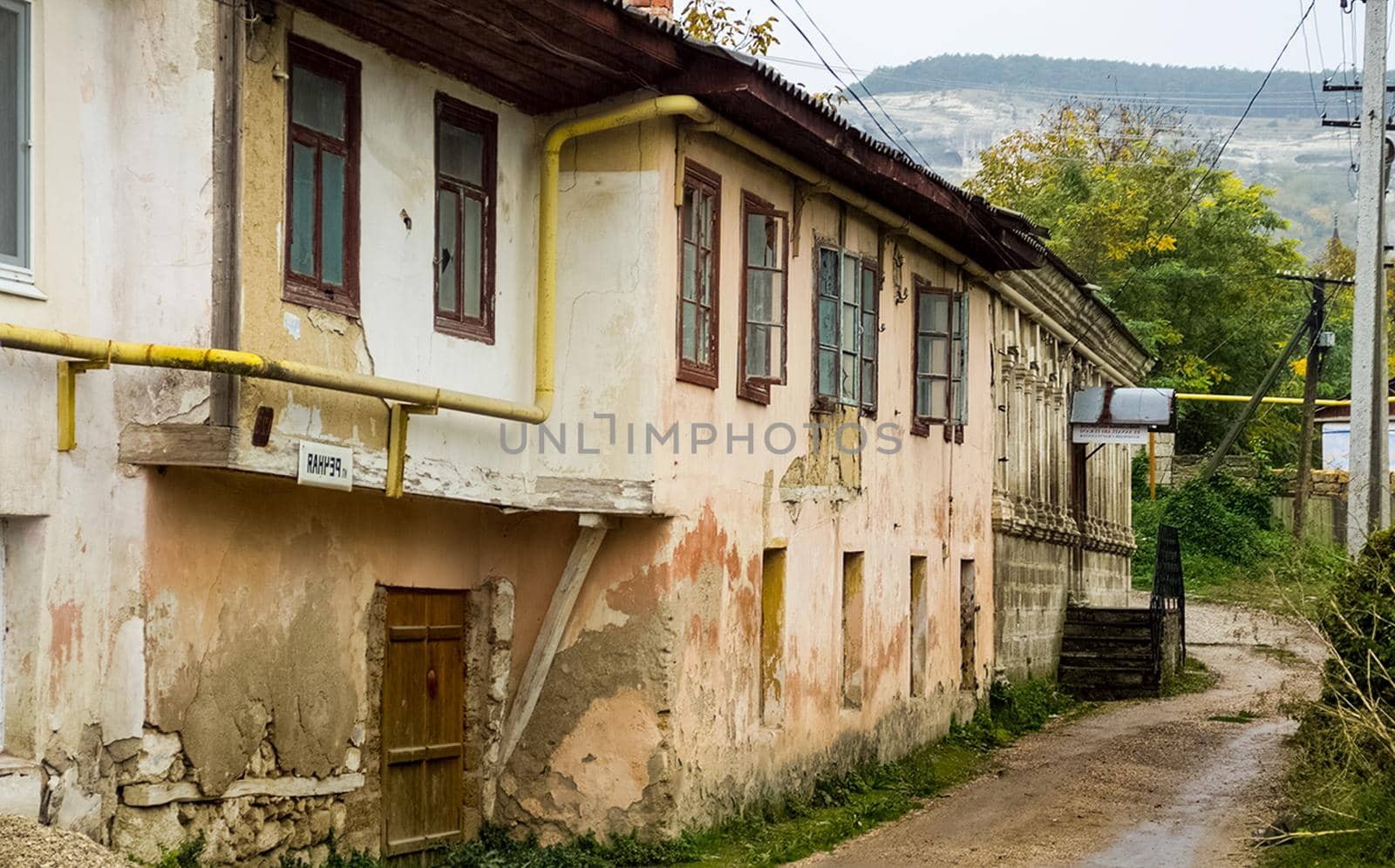 The architecture of the old streets in Sevastopol. Old houses.