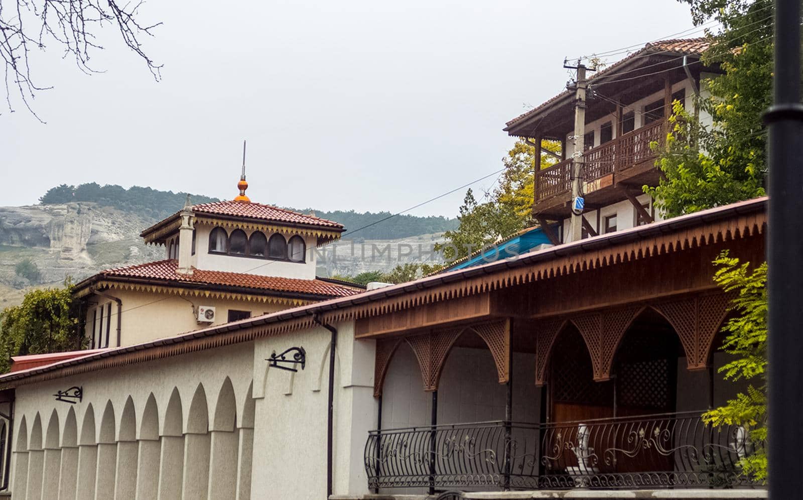 The architecture of the old streets in Sevastopol. Old houses.