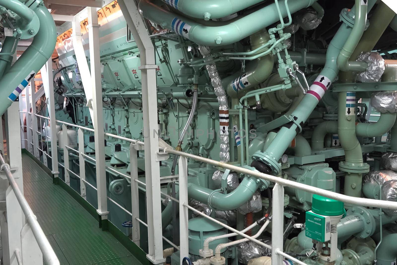 The engine compartment of the ship. Engine and steering equipment. by DePo