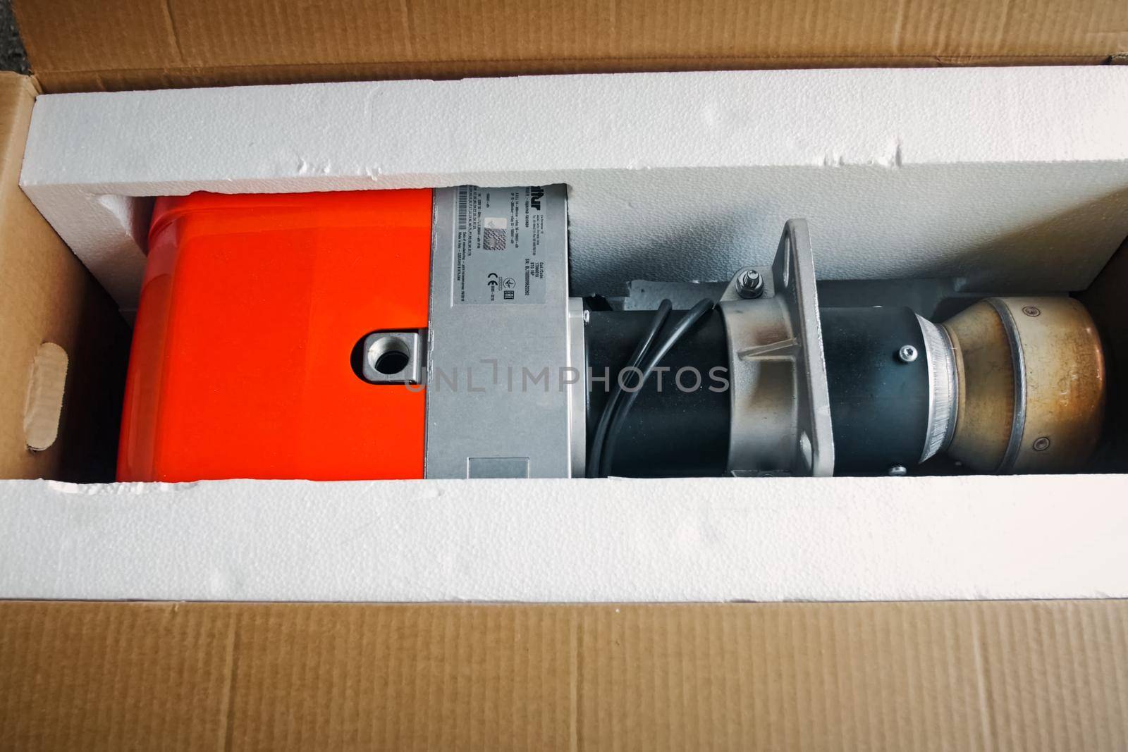 Gas burner for heating in the ventilation system.