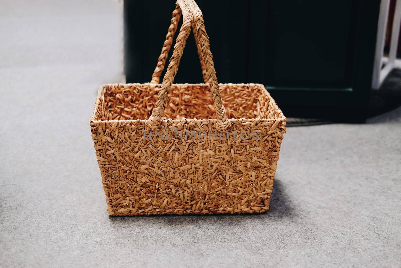 woven wicker rattan craft basket. natural material for environment conservation