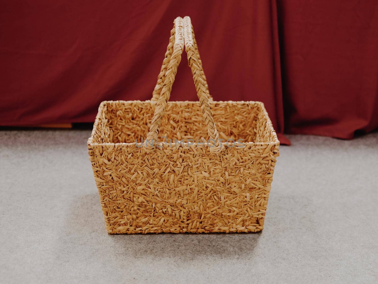 woven wicker rattan craft basket. natural material for environment conservation