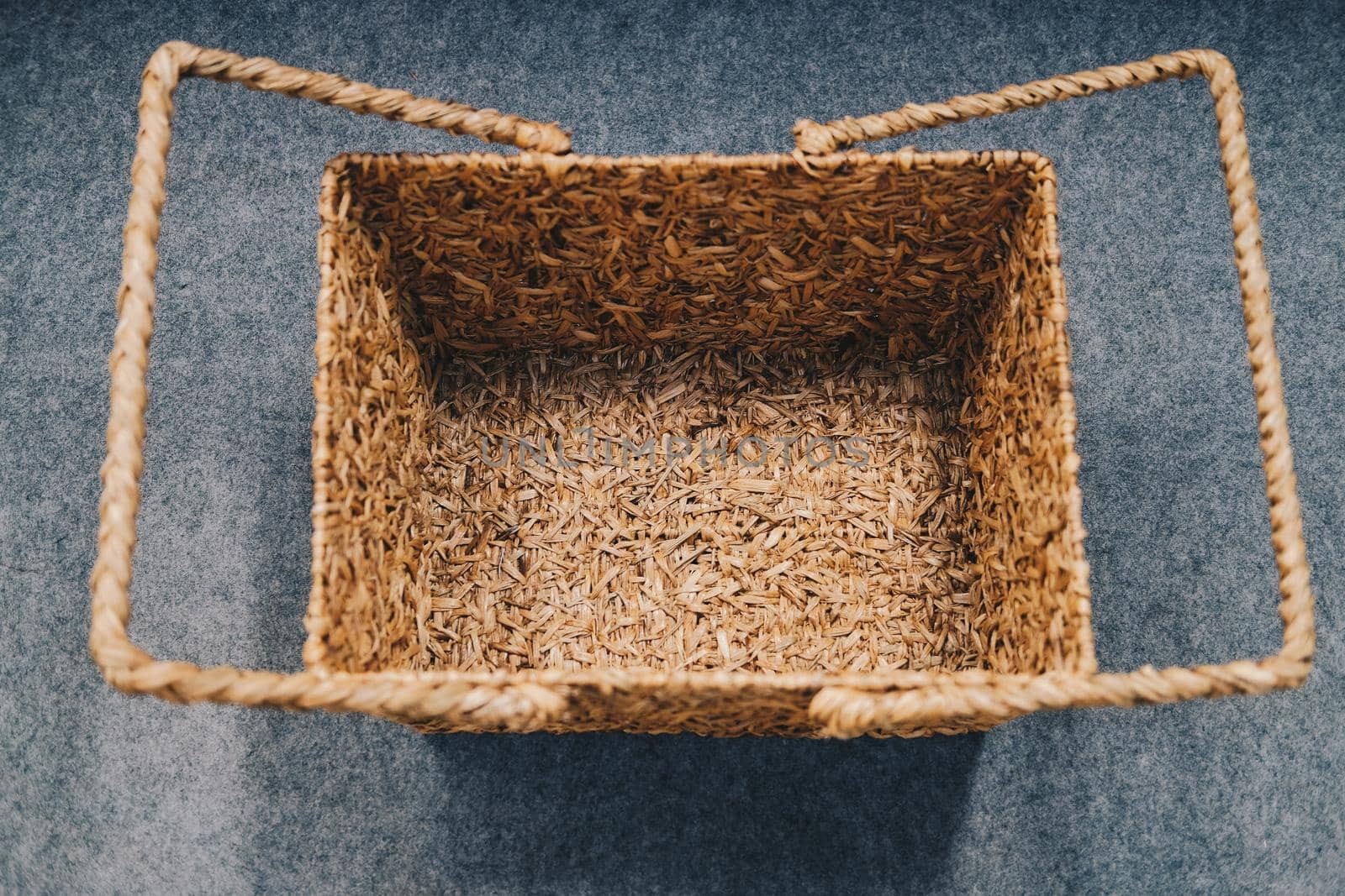 woven wicker rattan craft basket. natural material for environment conservation