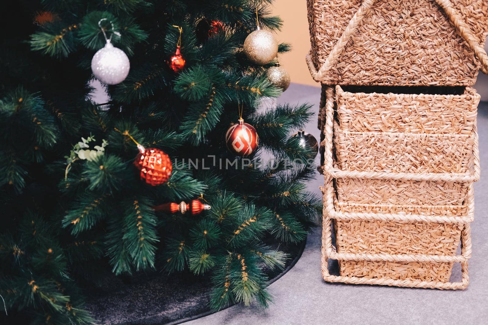 woven wicker rattan craft basket. natural material for environment conservation