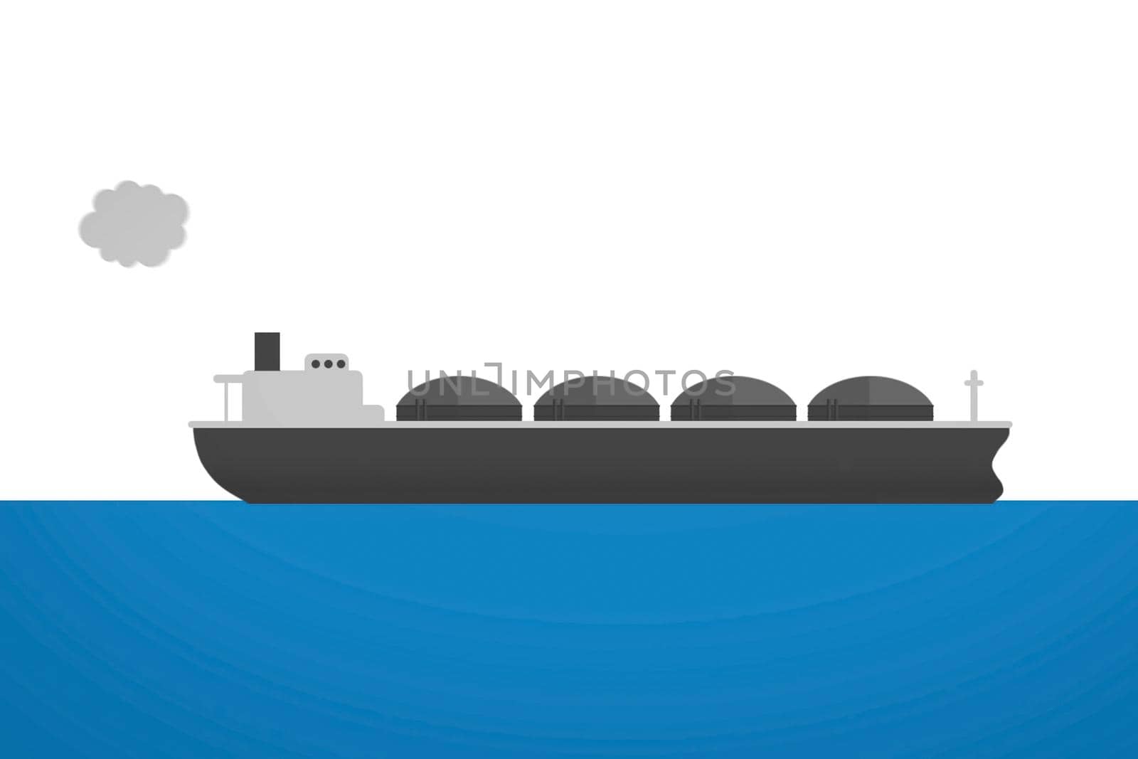 Transportation of liquefied gas on a tanker. Illustration of the hydrocarbon transportation scheme.