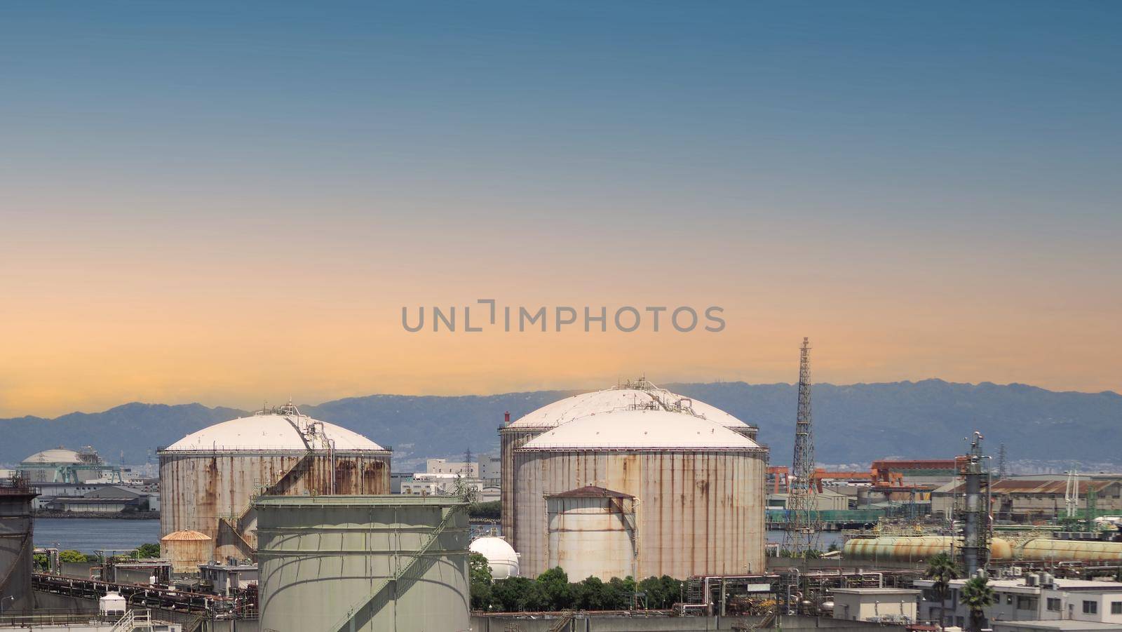 Oil refinery petrochemical plant factory from Osaka Japan by gnepphoto