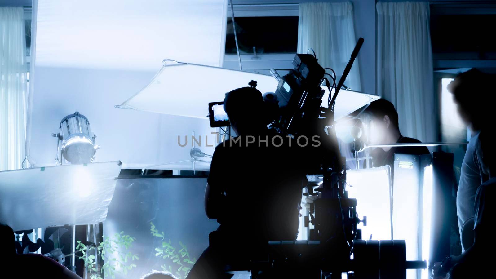 Silhouette images of video production behind the scenes or b-roll  by gnepphoto