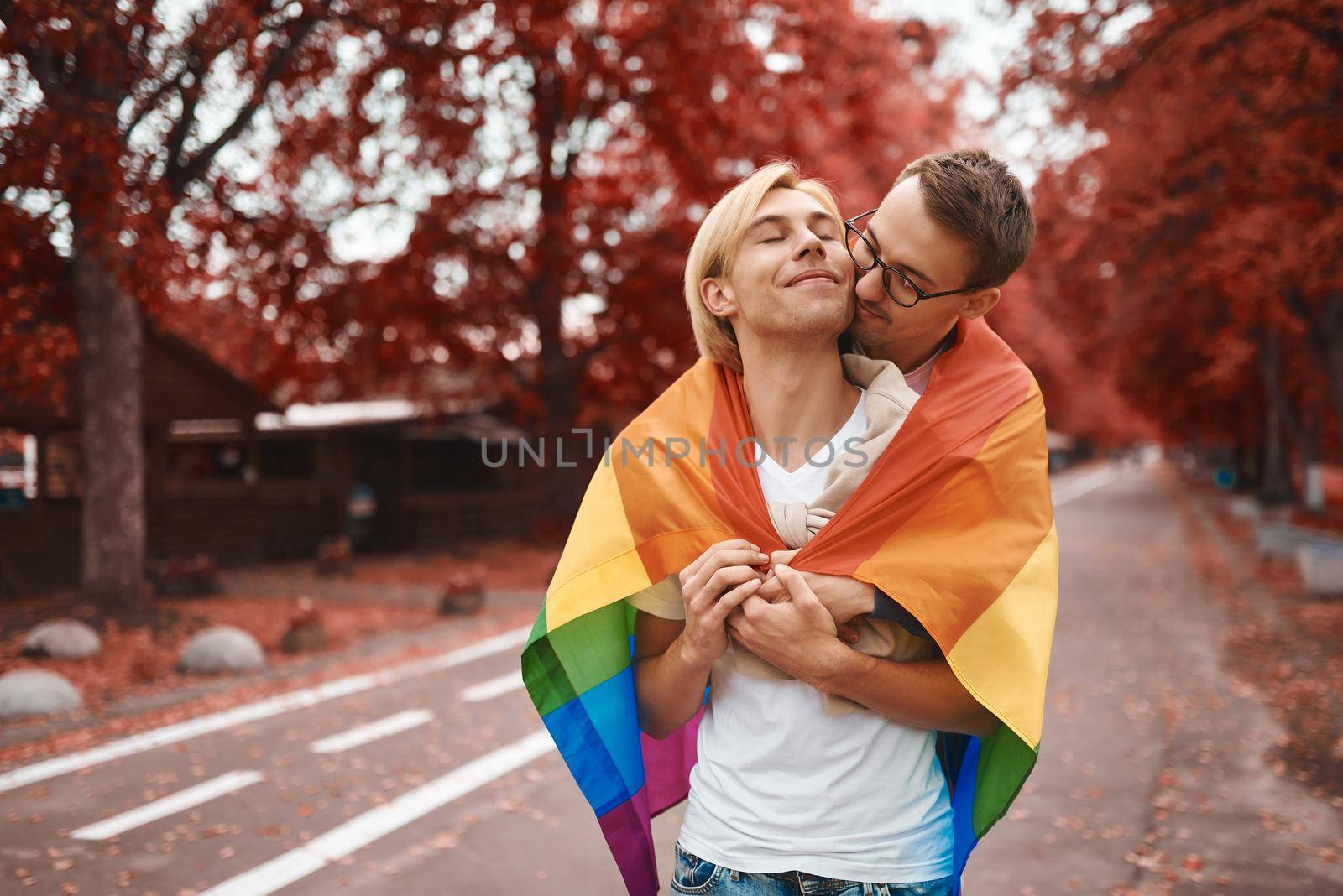 Gay couple outdoors by monakoartstudio