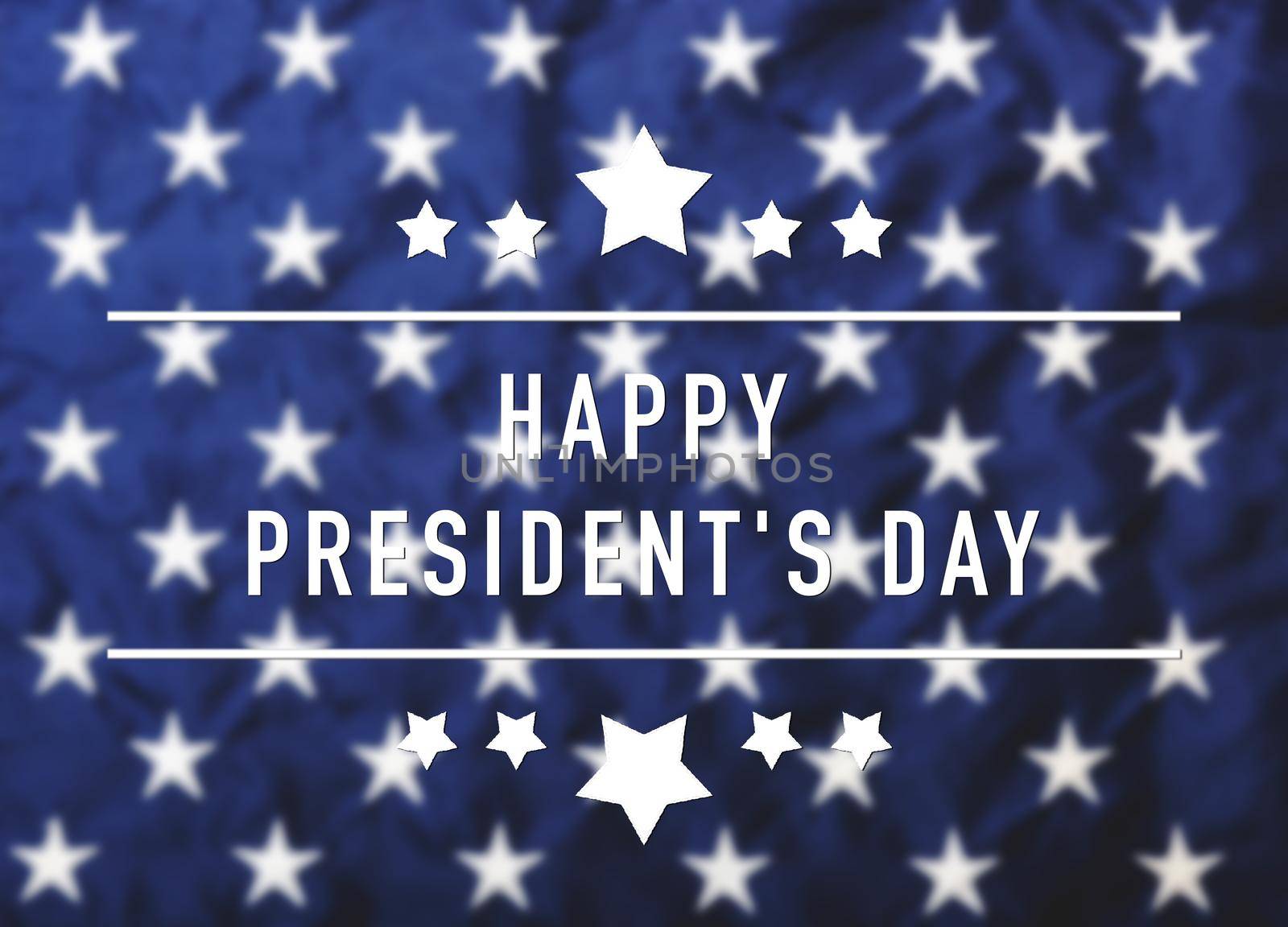United States National Holidays. American or USA Flag with "HAPPY PRESIDENT'S DAY" text on flag background, President Day concept