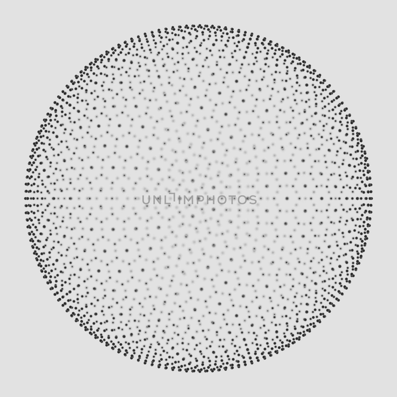 Abstract spherical pattern of particles. High technology, data grid visualization, information network.  Digital 3D render.