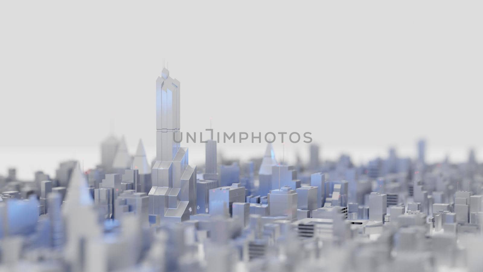 Clean futuristic city skyline with shiny, clean aesthetic. Digital 3D render. by hernan_hyper