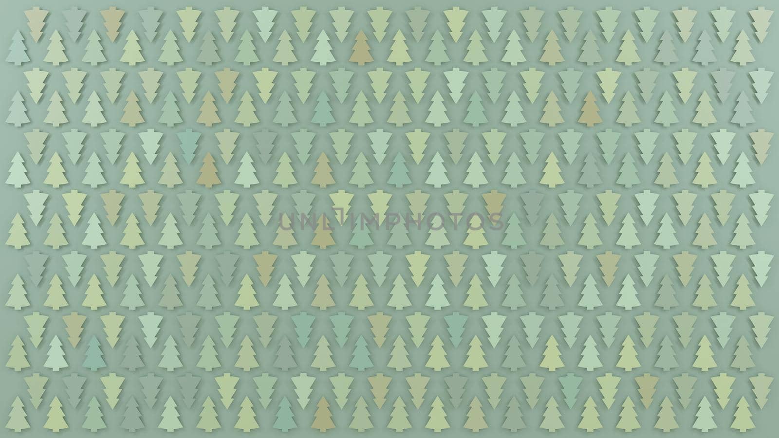 Pastel colored design of light green pines on green background. Flat lay design. Digital 3D render. by hernan_hyper