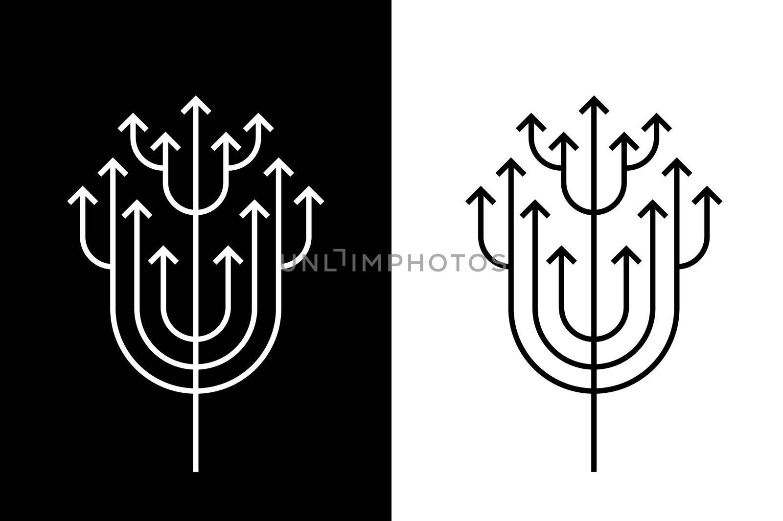 Abstract Growing Arrow Tree That Symbolizes Development And Growth. Conceptual Vector Illustration.