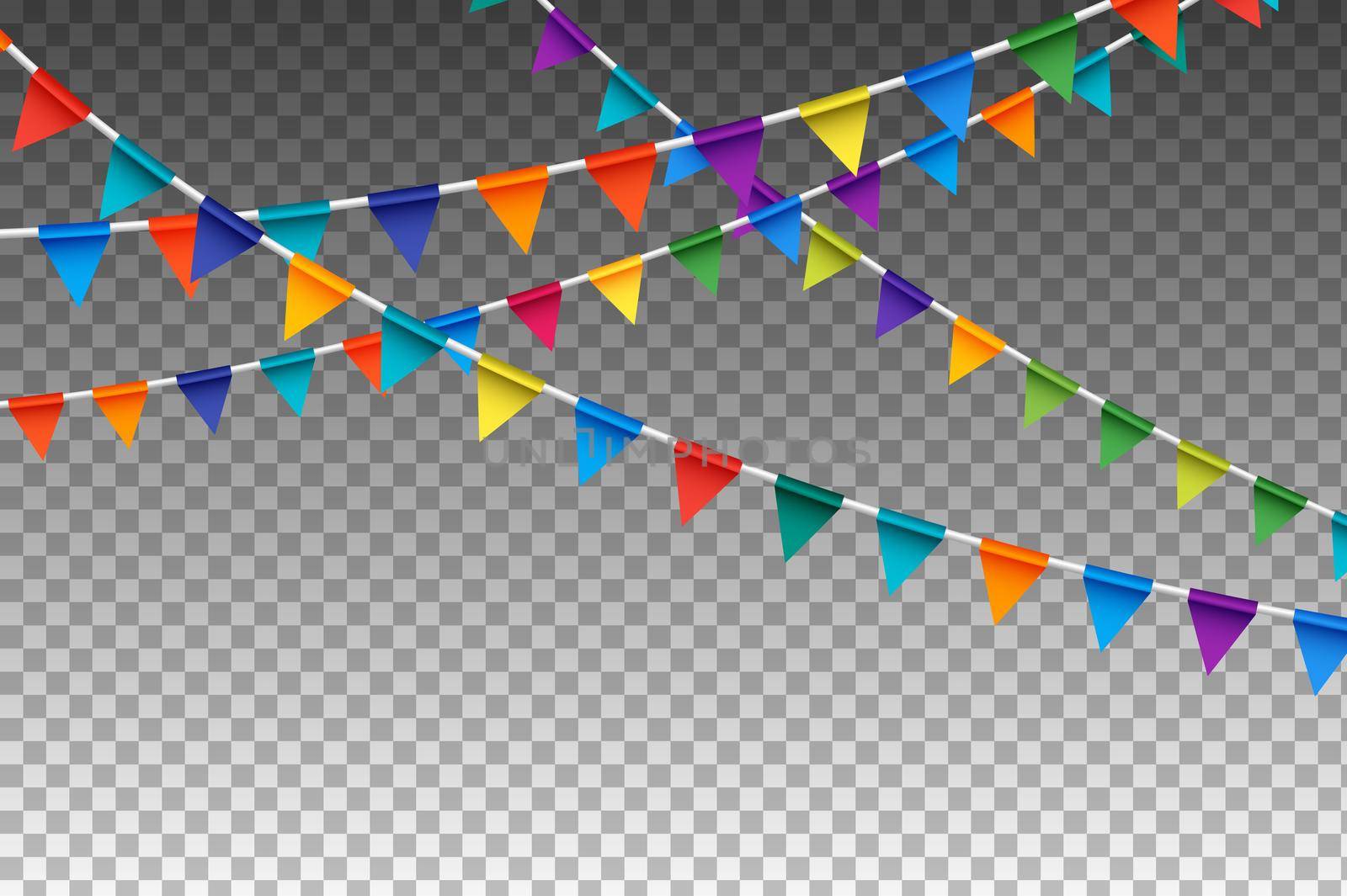 Colorful Isolated Garland With Party Flags. Vector Illustration.