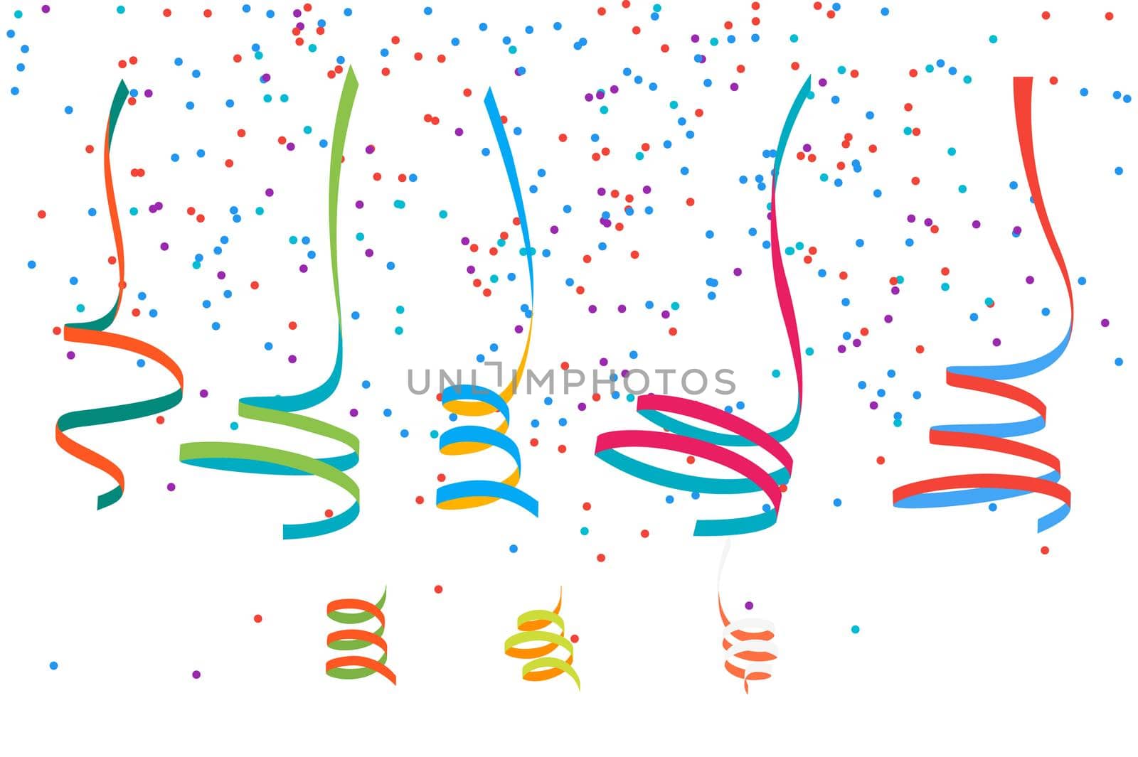 Set Of Abstract Flat Colorful Serpentein Ribbons. Isolated Vector Design Element. Holiday Decoration.