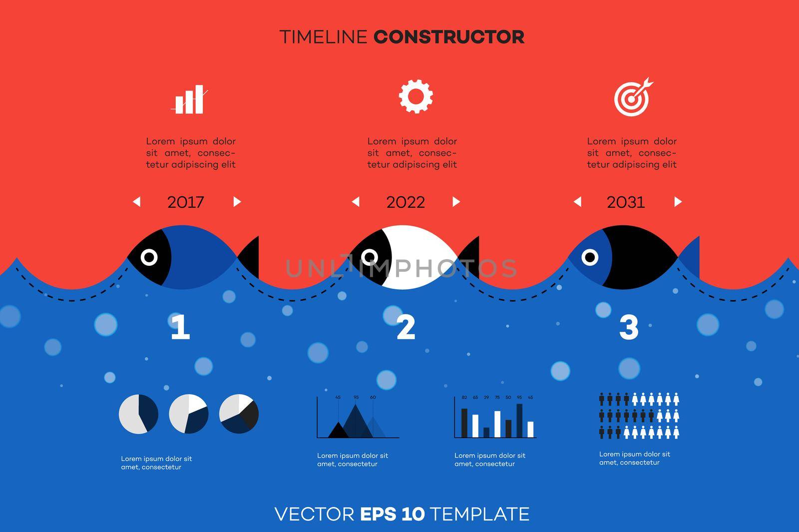 Modern Infographic Timeline Constructor For Fishing Industry. Conceptual Vector Background. Template For Business Presentations.