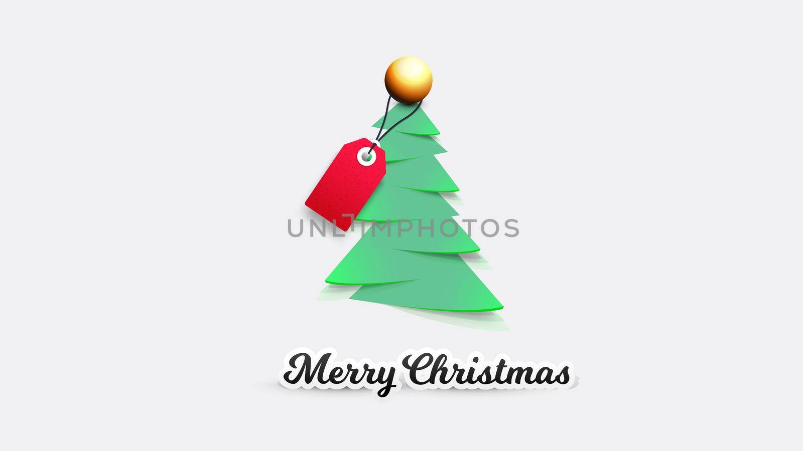 Realistic Paper Christmas Tree With Sale Tag. Vector Template For Xmas Gift Cards, Promotional Illustration.