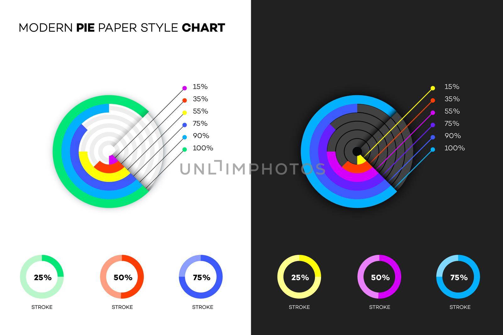Modern Paper Style Pie Chart. Vector Template And Mockup For Your Business Brochure, Infogrphics Or Presentation Design by Yarkee