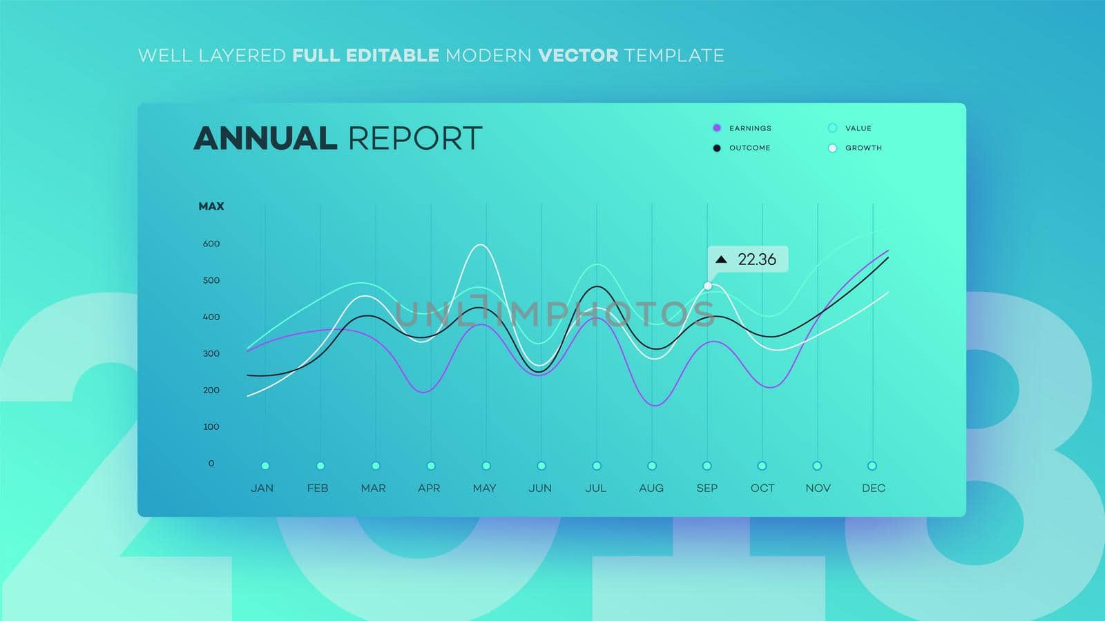 Full Editable Infographic Chart. Modern Vector Infochart With Analityc Annual Report. Template For Your Business Brochure UI Elements Or Presentation Design.