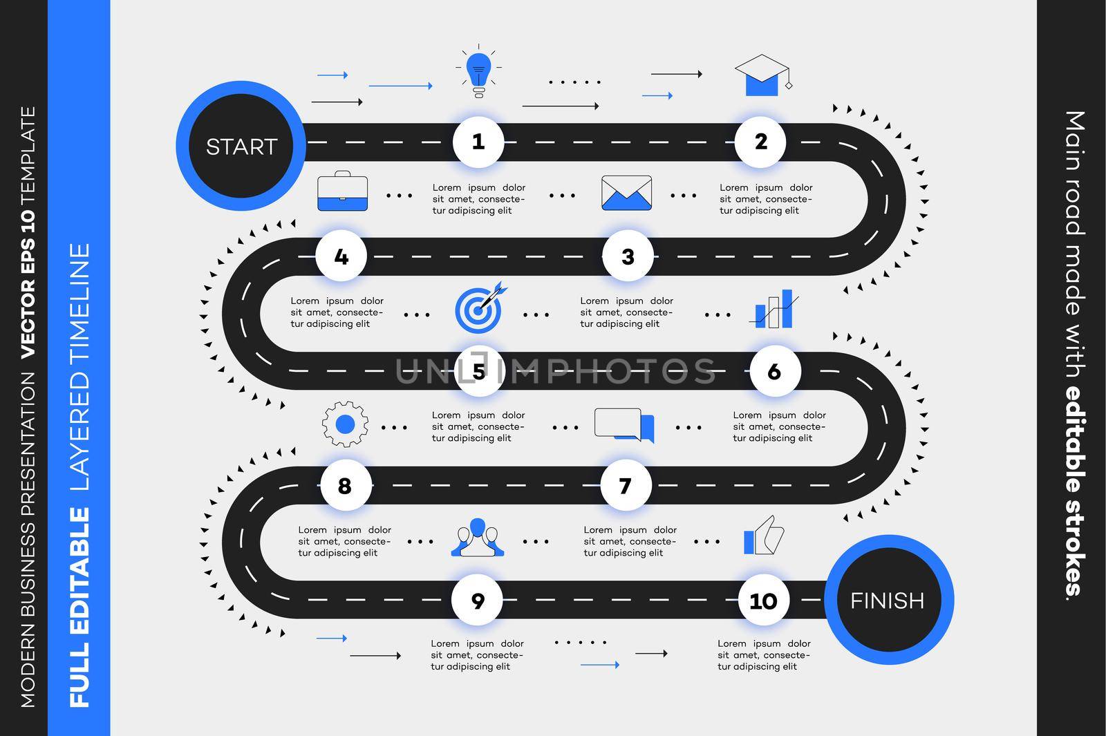 Layered Infographic Timeline. Vector Roadmap, Template For Modern Business Presentation, Annual Reports, Layouts by Yarkee