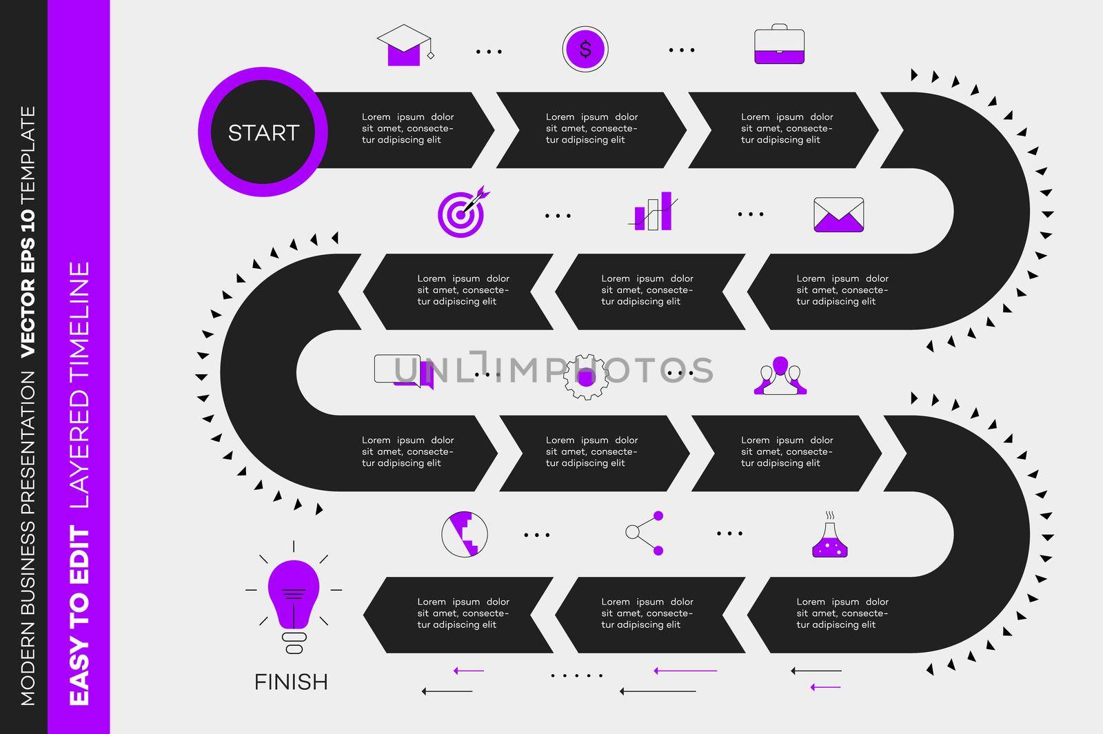 Layered Infographic Timeline. Vector Roadmap, Template For Modern Business Presentation, Annual Reports, Layouts by Yarkee