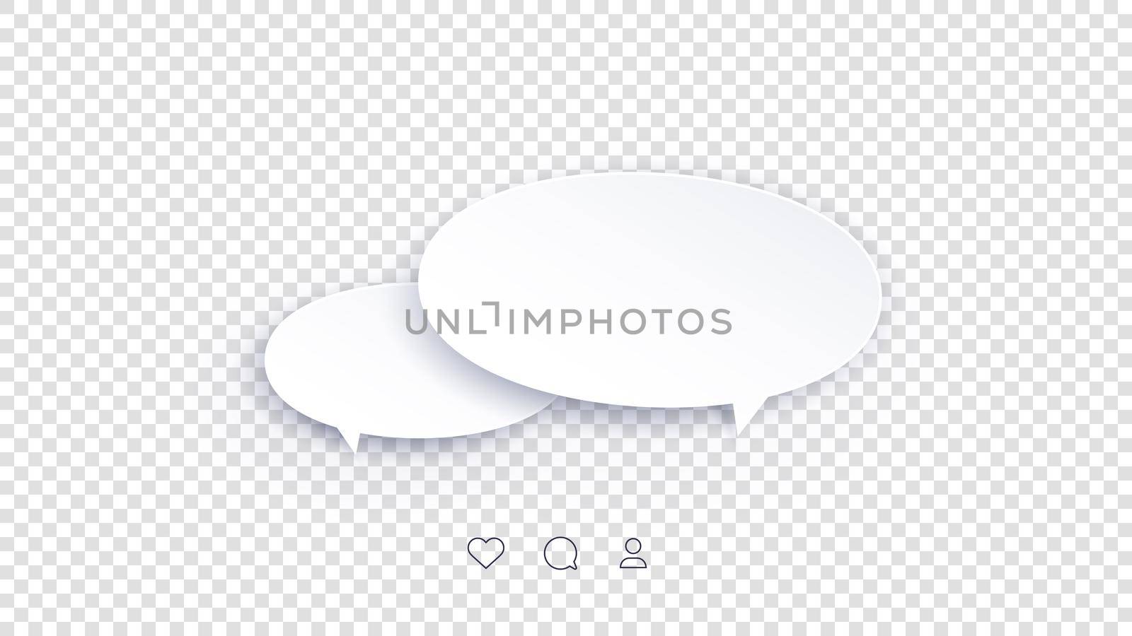 Vector Perfect Paper Style Speech Bubbles. Blank Isolated 3D Paper Stickers On Transparent Background.