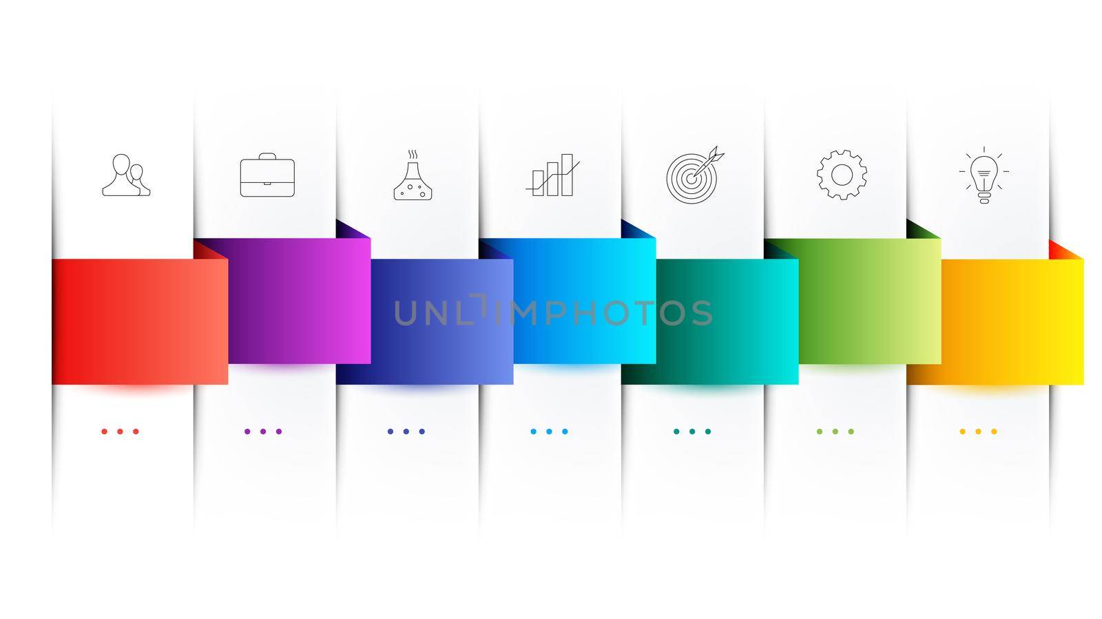 Infographic Timeline Constructor. Paper Style Multicolored Pointers. Vector Template For Modern Business Presentation, Web Banners, Layouts.