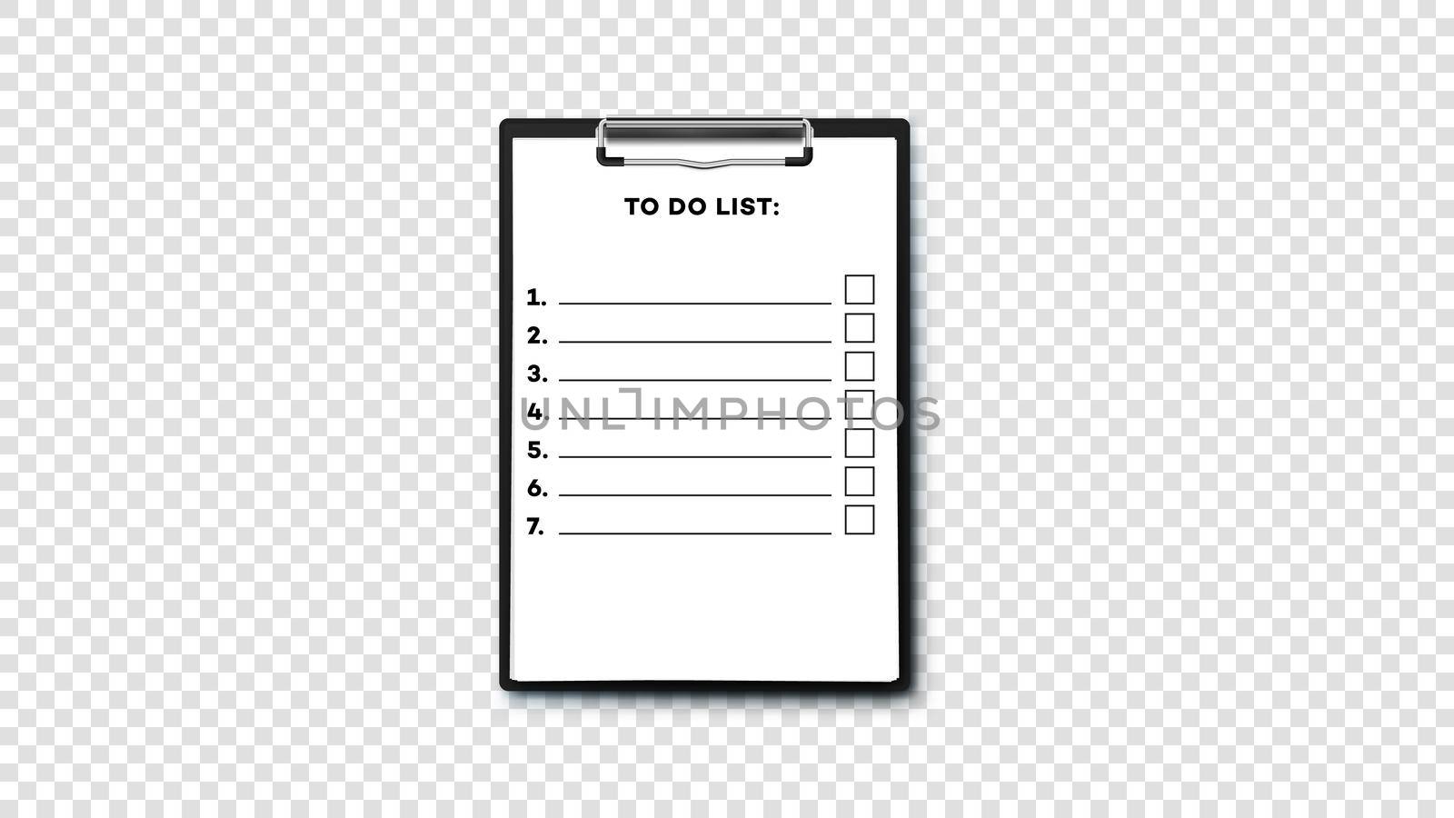 Empty To Do List On Clipboard With A4 Paper Stack. Isolated On Tansparent Background Vector Template.