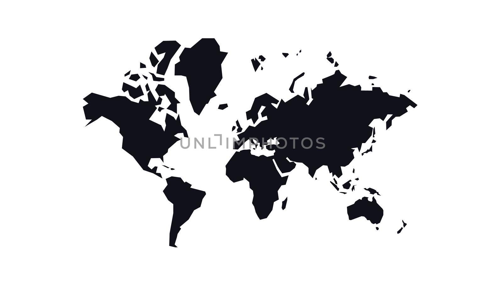 Abstract Geometric World Map. Isolated Vector Template. Abstract Black Isolated Continent Silhouettes On White Background.