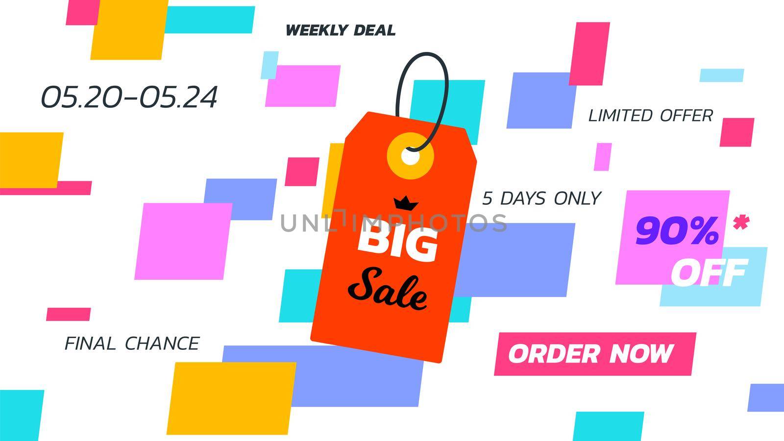 Abstract big sale banner. Vector hanging tag. Template for special offer design.