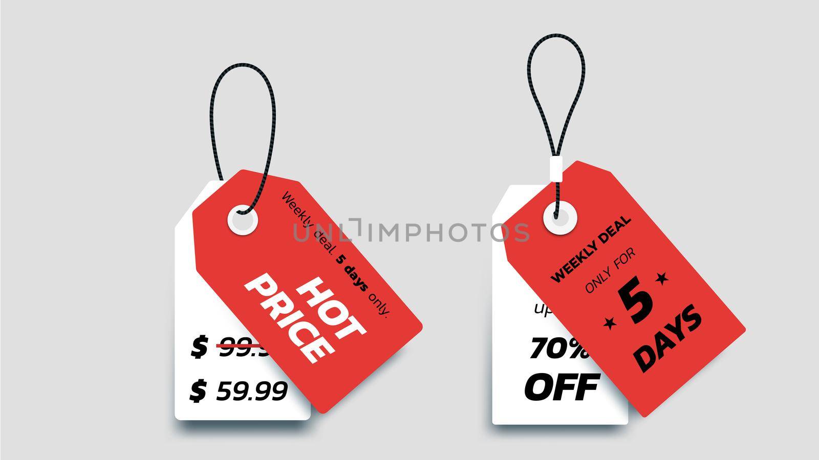 Flat Paper Sale Tags. Set Of Isolated Vector Sale Labels. Christmas Sale Tags.Vector Design Elements.
