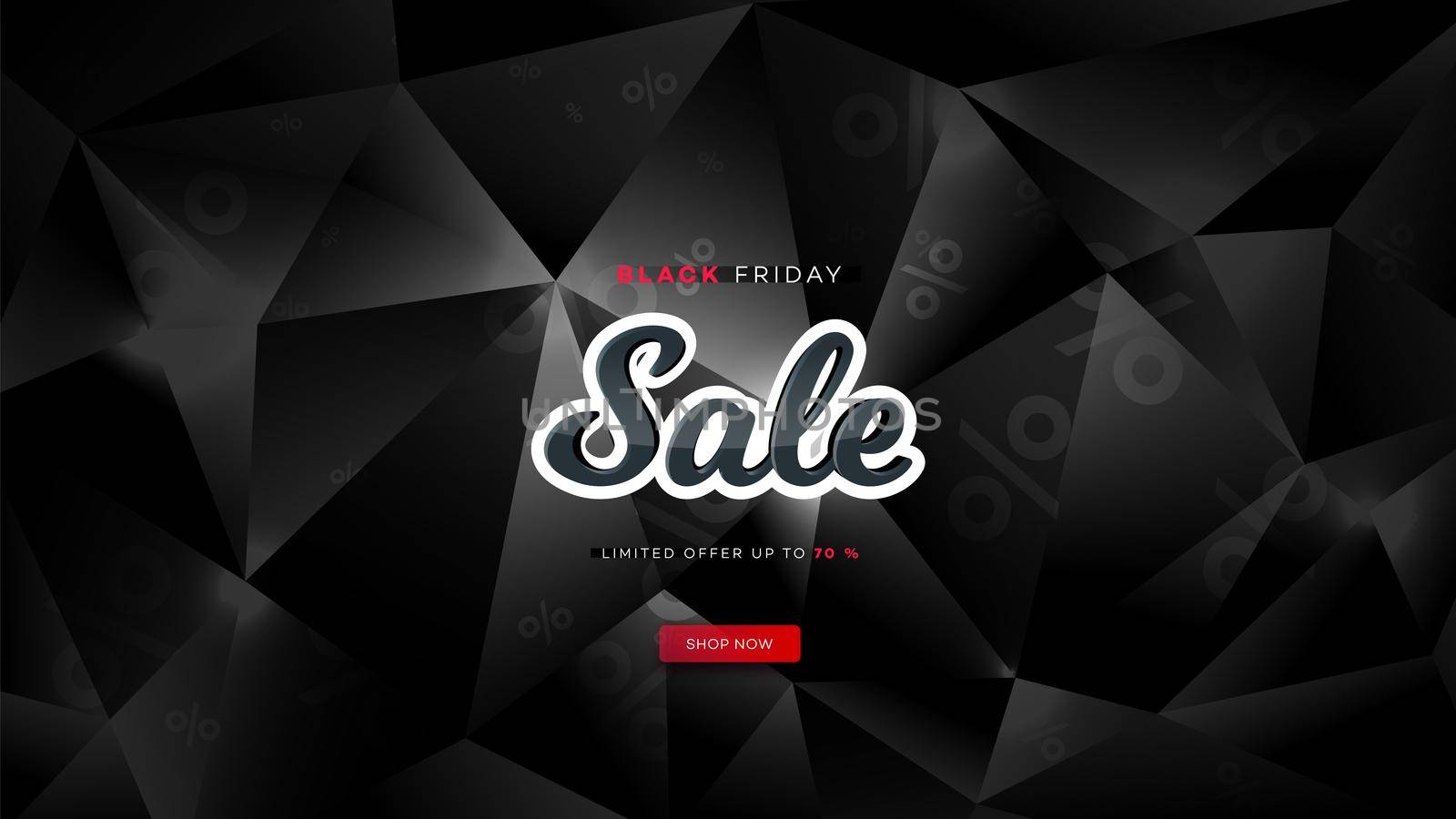 Black friday sale. Realistic background diamond polygon. Black friday banner. Dark background header for website.
