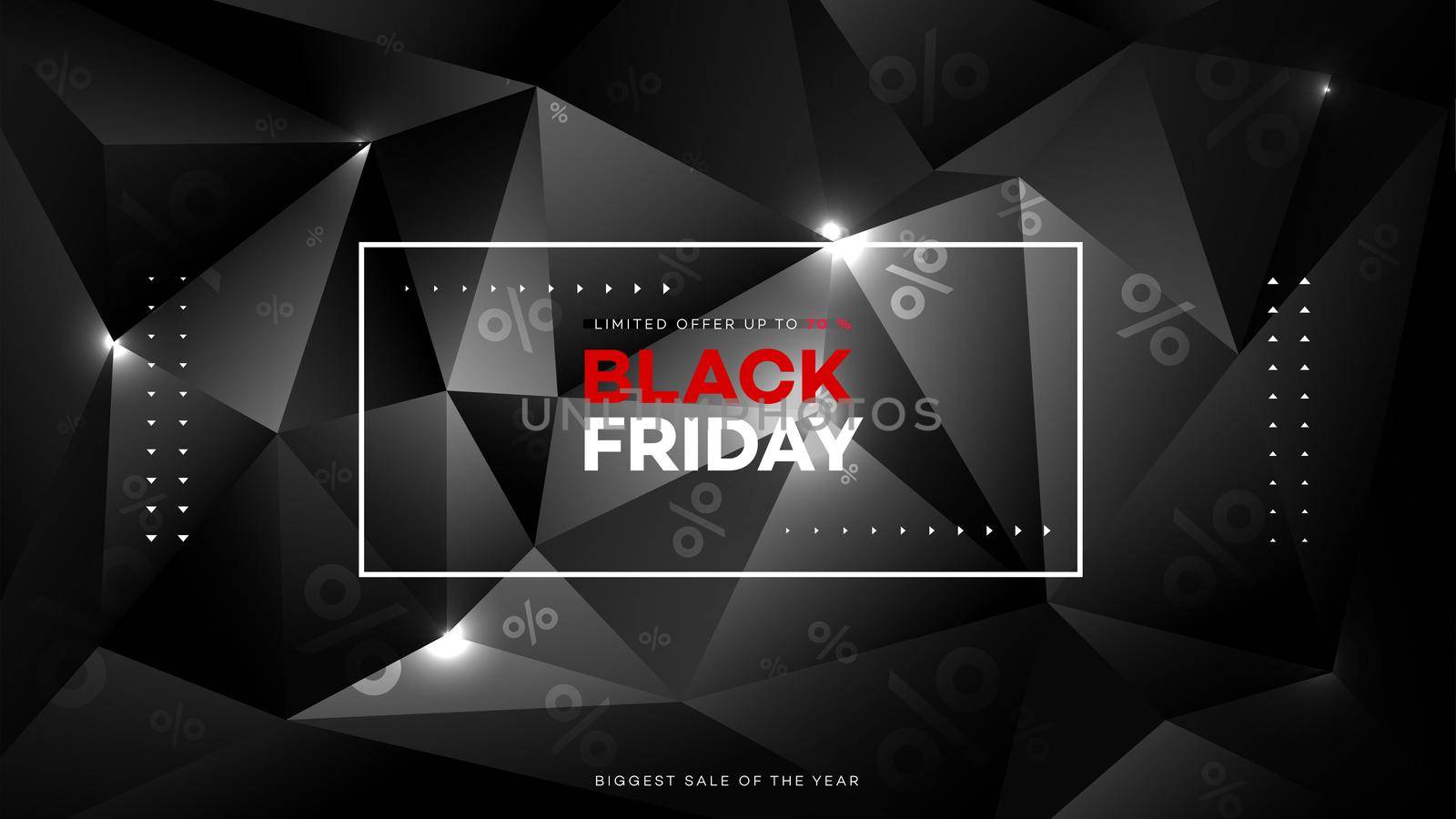 Black friday sale. Realistic background diamond polygon. Black friday banner. Dark background header for website.