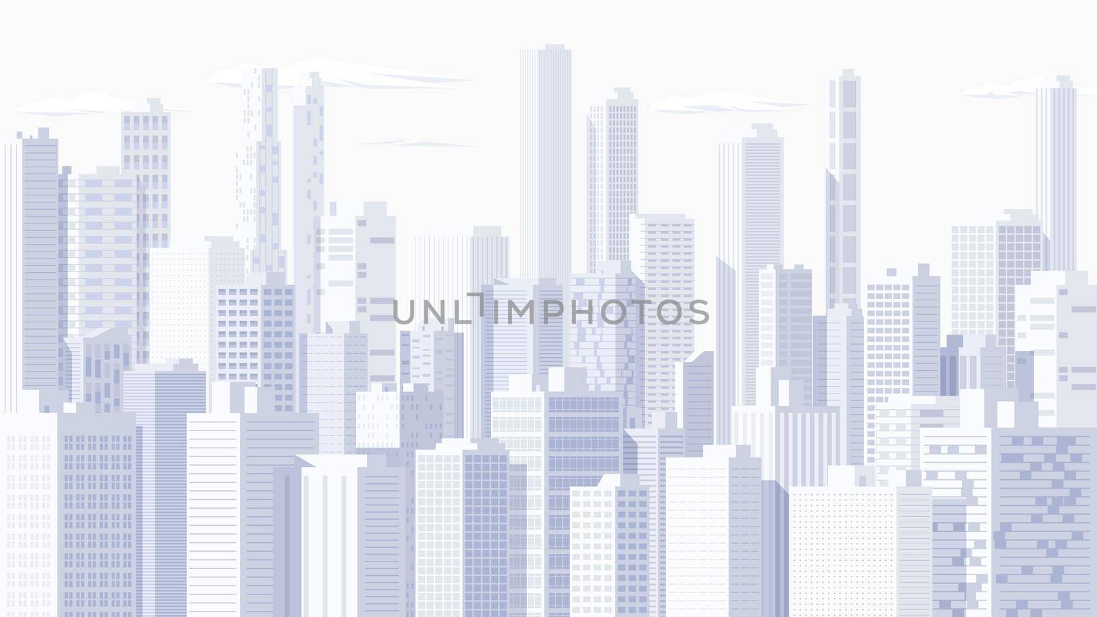 High detailed panoramic vector cityscape. Simple and clean high detailed metropolis with skyscrapers. Backdrop cityscape template.
