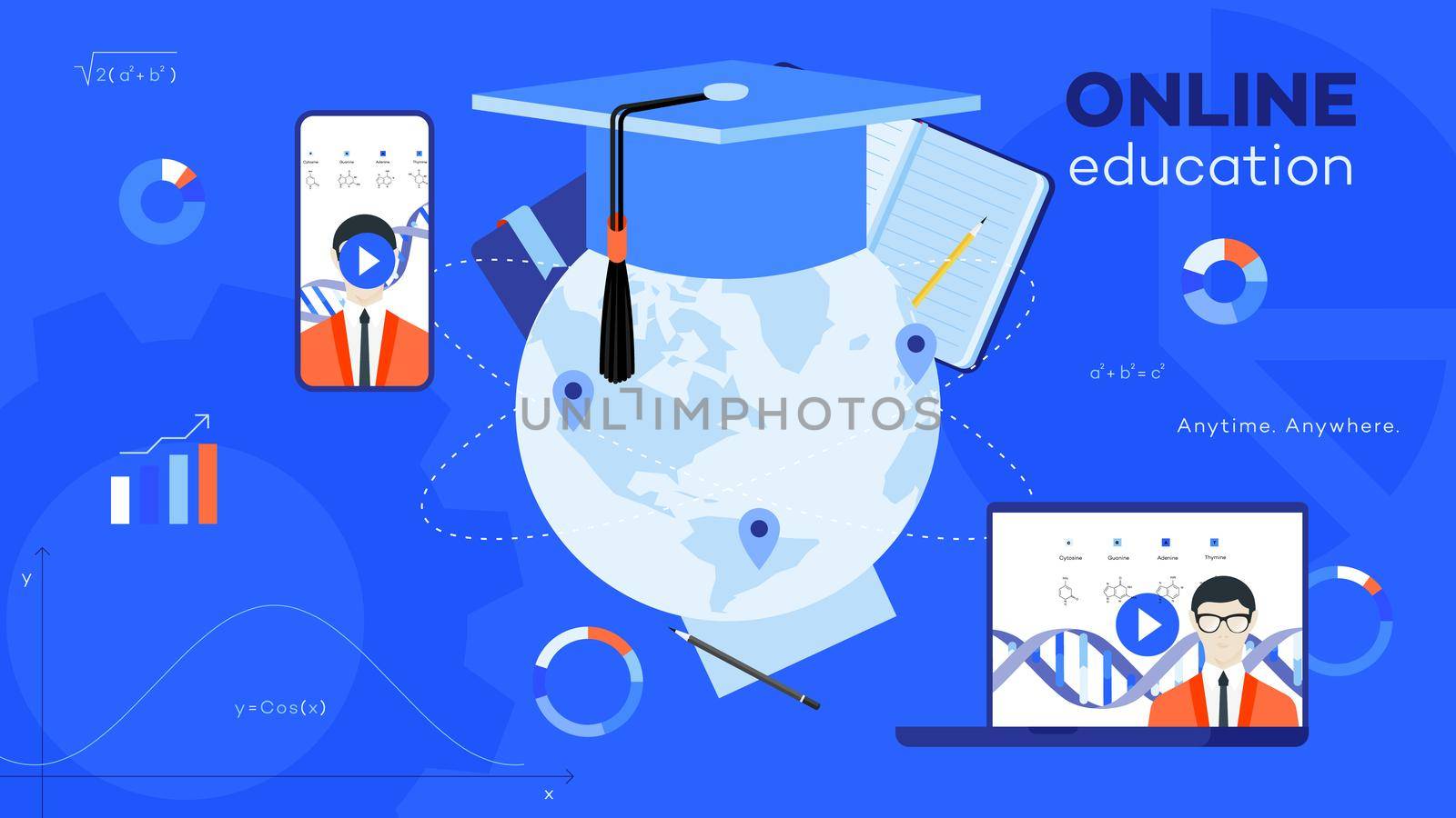 Conceptual e-learning flat vector ilustration. by Yarkee