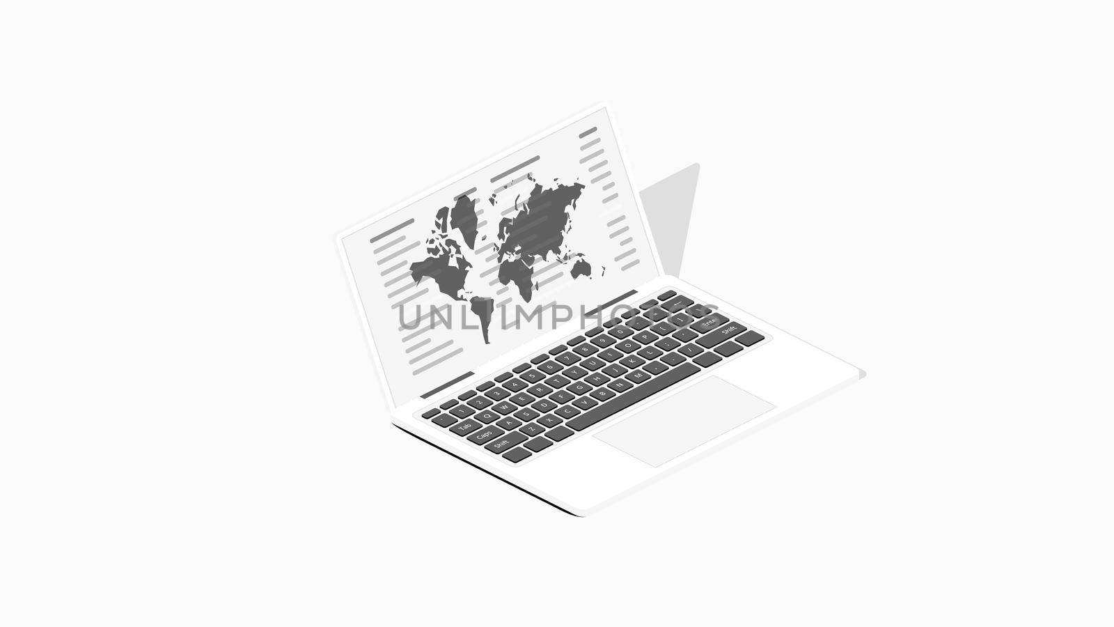 Realistic Isometric Laptop Mockup. by Yarkee