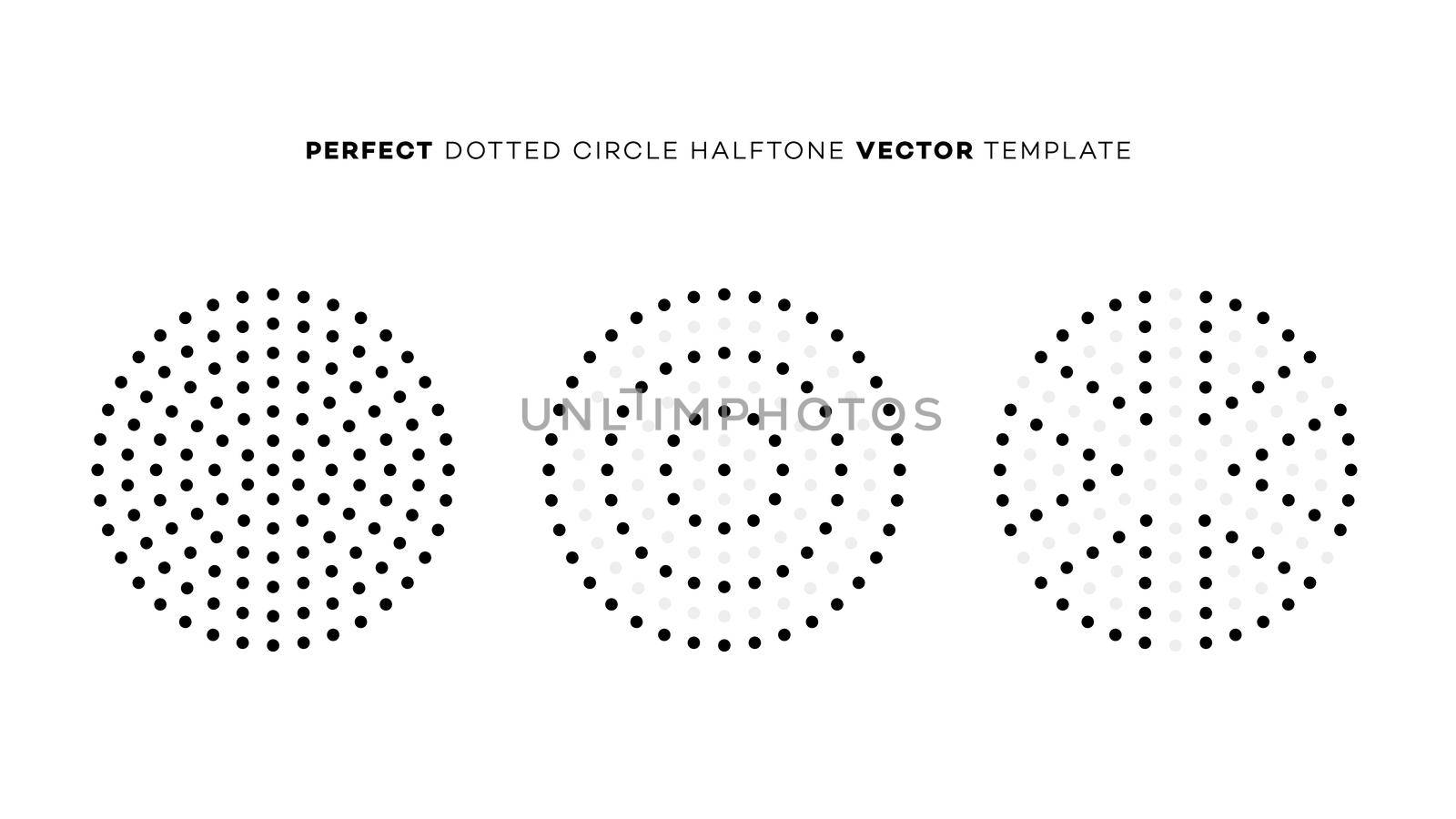 Vector geometric perfect dotted halftone circle. Vector design element. Overlay texture. Branding element.