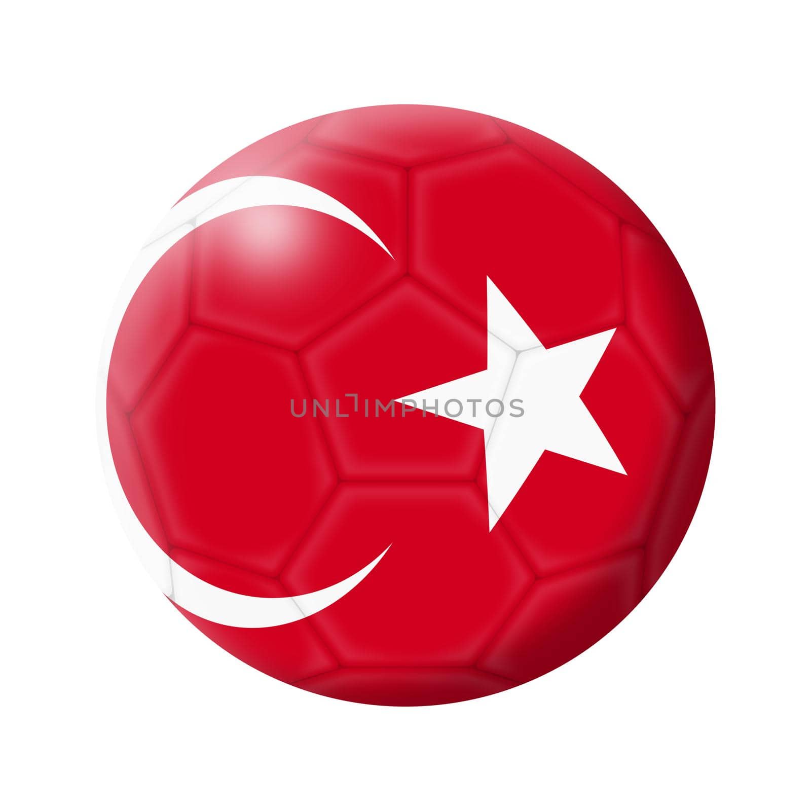 A Turkey soccer ball football 3d illustration isolated on white with clipping path