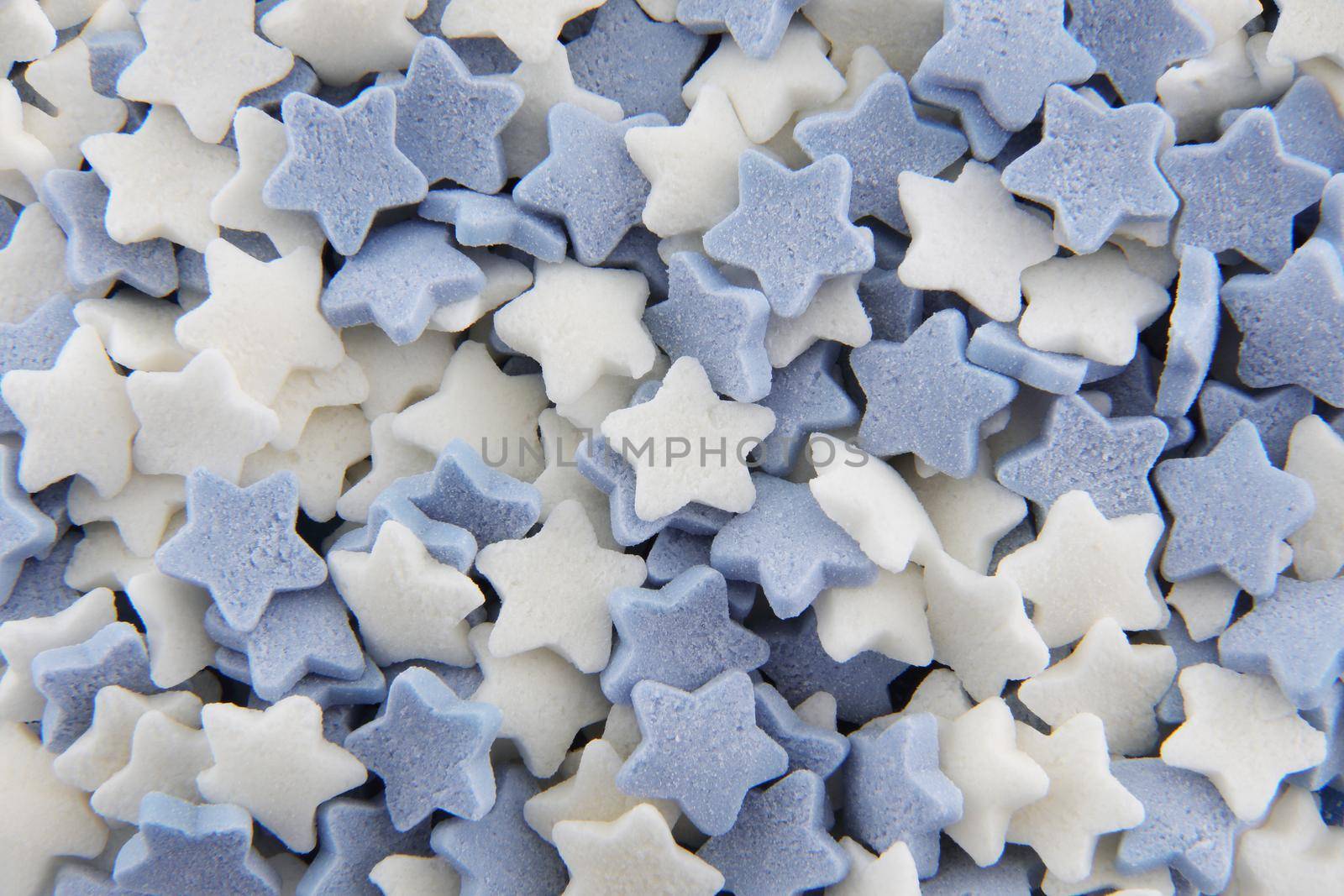 Blue and white sugar stars cake decorations sprinkles