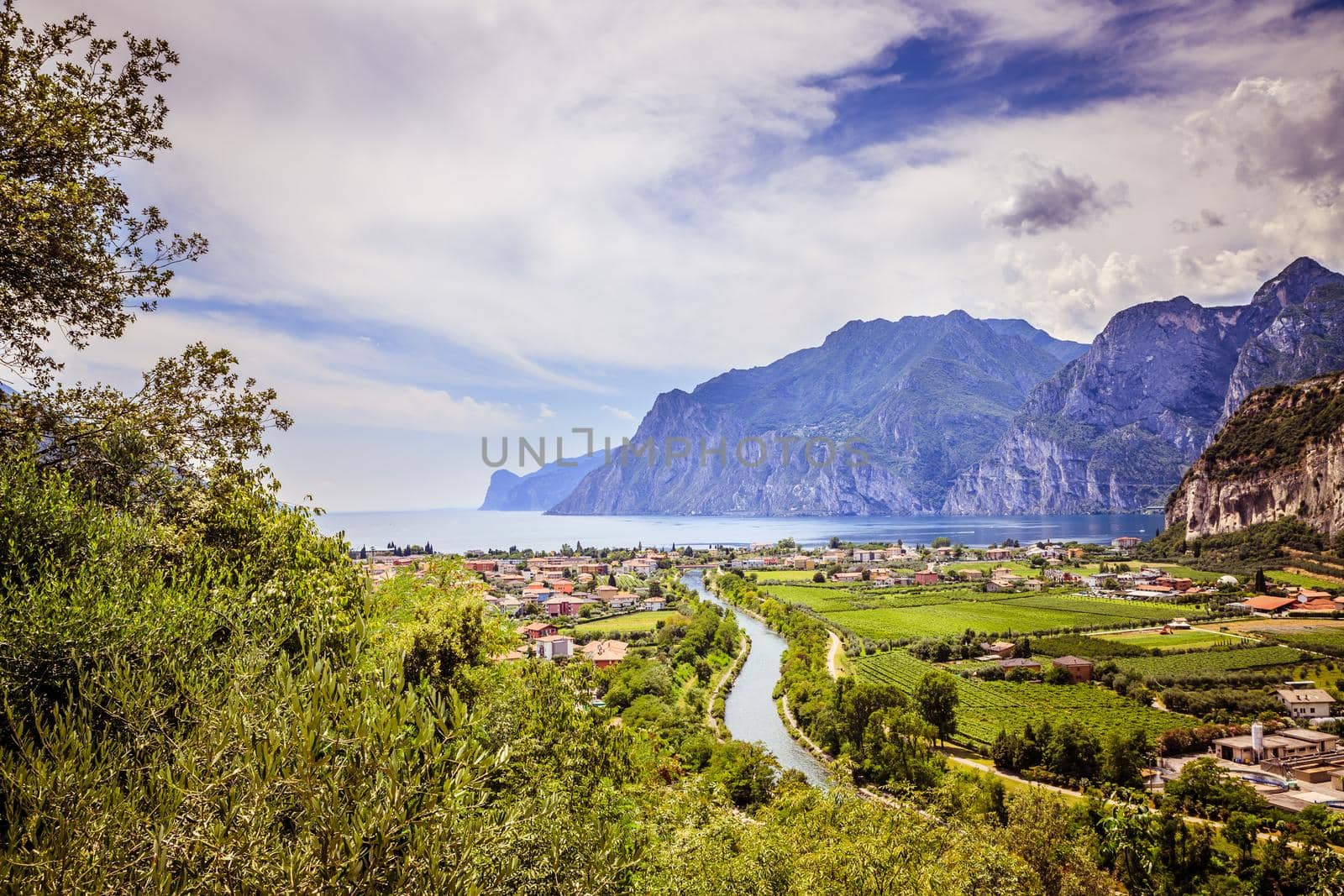 Mountains, nature and little village. Lake garda.