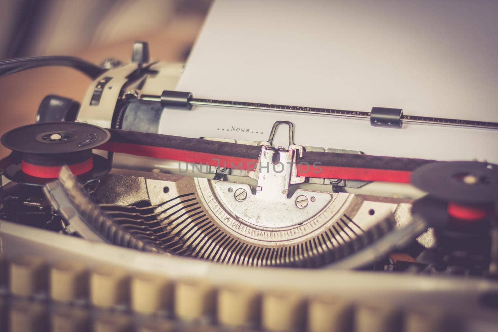 Old fashioned vintage typewriter: closeup picture