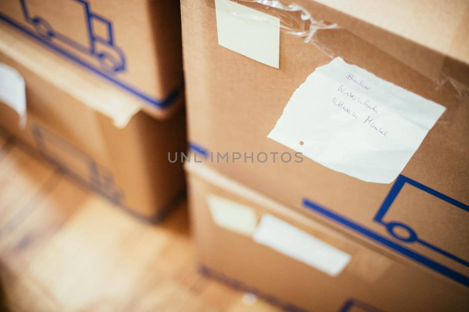 Move. Cardboard, boxes and stuff for moving into a new home