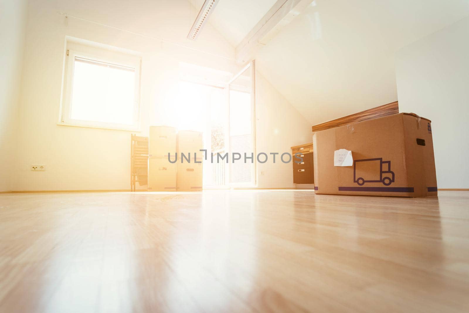 Move. Cardboard, boxes and stuff for moving into a new home